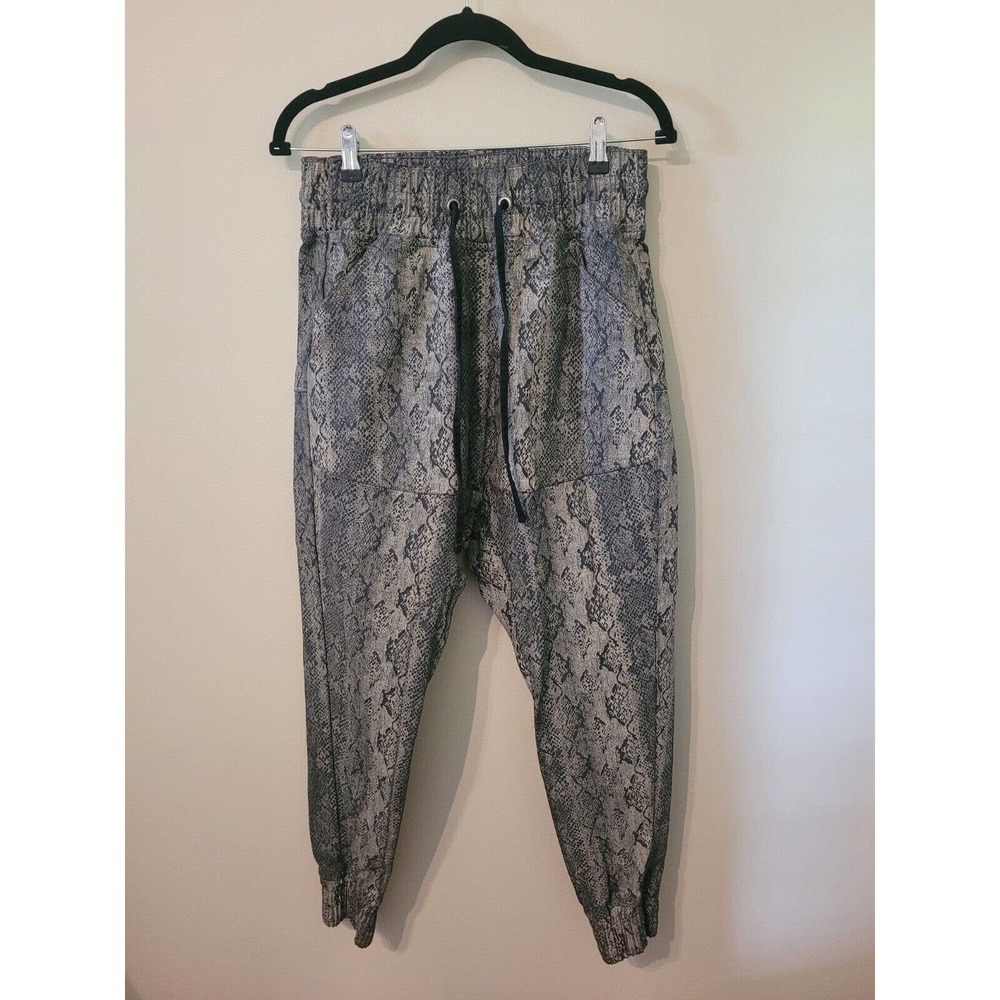 Prolific Large Snake Print Denim Jogger Pants Jeans Black Grey Heavy